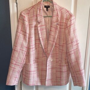 Jones New York Cream and Pink Checkered Blazer